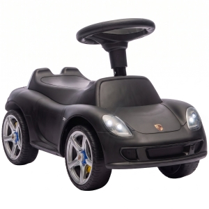 AIYAPLAY Porsche kinderloopauto met claxon, verlichting en motorgeluiden, voor 18-36 maanden, matzwart