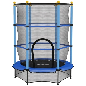 HOMCOM Trampolim para Crianças com Rede de Segurança e Estrutura de Aço para Interiores e Exteriores Carga 50kg Ø140x190 cm Azul