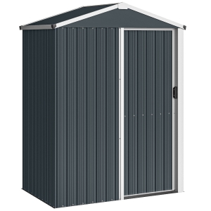 Outsunny Abri de jardin en métal 1,2 m², cabane jardin extérieure, porte coulissante verrouillable et gants, 136x87x176cm, gris