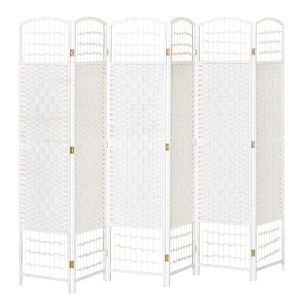 HOMCOM Biombo de 6 Paineis Separador de Ambientes Dobrável 242x170cm Divisória de Habitações de Fibra de Papel Branco