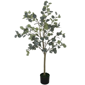 HOMCOM Decorative Artificial Tree, 5ft/ 150cm Silk Eucalyptus Tree with 230 Silver Dollar Leaves in Pot, Fake Plant for Home, Office, Living Room, Indoor Decor