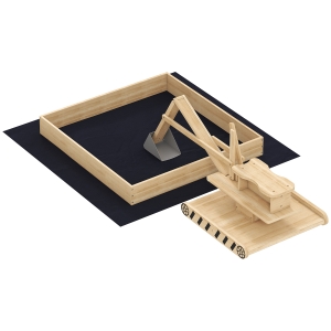 AIYAPLAY Caixa de Areia Infantil de Madeira com Escavadora Assento Giratório 360° e Forro 184x90x56 cm Madeira