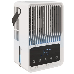 HOMCOM Portable Air Conditioner, 4-in-1 Mini Air Cooler with 3 Wind Speed, 2 Mist Mode, 7 Colour RGB Light, Black and White