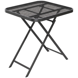 Outsunny Gartentisch klappbar 70 x70 cm, Wetterfest Balkontisch Klapptisch mit Ausschnitt-Design quadrarisch Schwarz