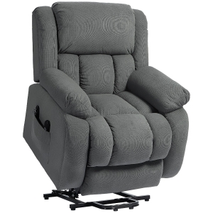 HOMCOM Fauteuil releveur électrique massage et chauffage avec repose-pied, dossier inclinable, télécommande et poche latérale