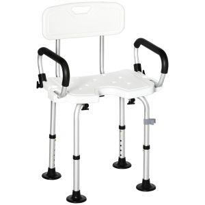 HOMCOM Sedia per doccia per Anziani, Disabili e Donne Incinte Imbottita con forma a U, 54x52x70-82cm, Bianco