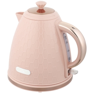 HOMCOM Elektrische Waterkoker, 1,7L, Snelkookfunctie, 2200W, Draadloos, Met Afneembaar Anti-Kalkfilter, Lichtroze