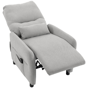 HOMCOM Cadeirão de Massagem Reclinável com Calor Lombar, Assento com Molas, Apoio para os Pés e Almofada Lombar em Tecido Atoalhado Cinzento