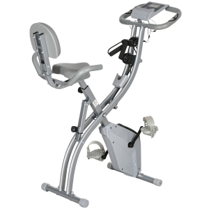 HOMCOM Vélo d'appartement pliant 8 niveaux de résistance magnétique dossier selle réglable poignées ergonomiques noir gris