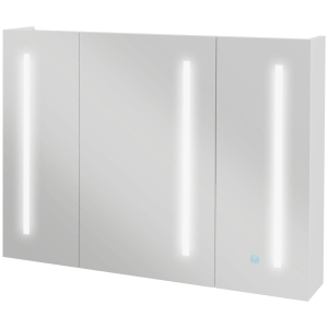 kleankin Dulap de Baie cu Oglinda cu LED,  Alb Lucios