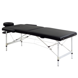 HOMCOM Massagetafel, 2 Zones Opvouwbare Massagebank met Kunstlederen Bekleding, Hoofdsteun, Armleuningen, Tas, Hoogteverstelbaar 90cm Breed tot 225kg Belastbaar, Zwart