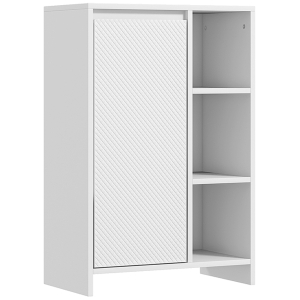 HOMCOM Dulap de Baie cu 3 Rafturi Deschise și Dulap cu o Ușă, cu Poliță Reglabilă, 53x30x80cm, Alb
