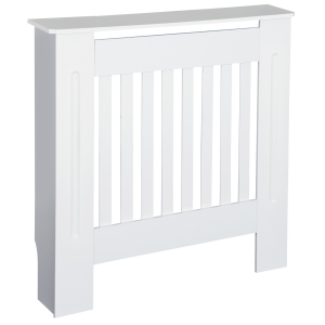 HOMCOM Slatted Radiator Cover Painted Cabinet MDF Lined Grill in White (78L x 19W x 81H cm)