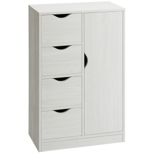 HOMCOM Mobile Bagno con 4 Cassetti, Armadietto a 2 Livelli e Maniglie Ritagliate, in Legno, 54x29x83 cm, Bianco