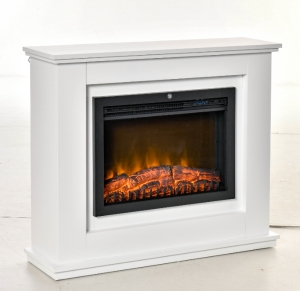 HOMCOM Elektrischer Kamin, 3D LED-Flammen, Fernbedienung, Timer, MDF, Weiß