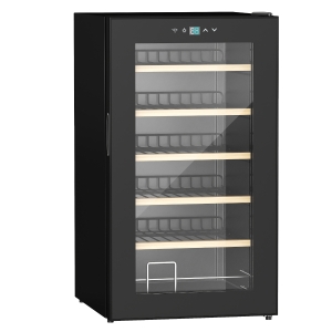 HOMCOM Cave à vin 24 bouteilles 65L haute performance température réglable 5-20° avec lumière LED panneau contrôle tactile noir