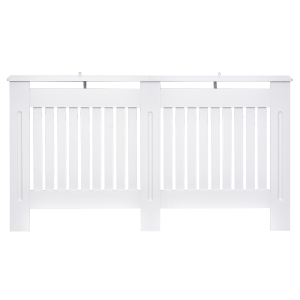 HOMCOM Slatted Radiator Cover Painted Cabinet MDF Lined Grill in White (152L x 19W x 81H cm)