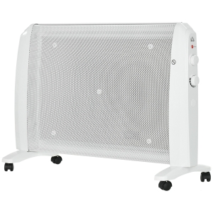 HOMCOM Calefactor Eléctrico 1000W/2000W Radiador de Mica con 2 Niveles de Potencia para 15-20m² 79x27x54 cm Blanco