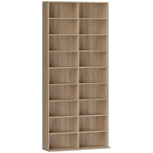 HOMCOM Rangements pour CD et DVD 18 compartiments capacité max. 640 CD/360 DVD 430 Blu-ray 78,5 x 24 x 175 cm bois naturel