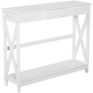 HOMCOM Table Console Table d'entrée avec 1 tiroir + 1 étagère dim. 100L x 30l x 81H cm en bois Blanc