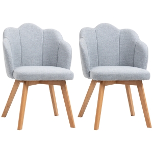 HOMCOM Cadeiras Sala de Jantar Estofada em Linho Sintético com Assento e Encosto Acolchoados Estilo Moderno 58x60x82 cm Azul Claro