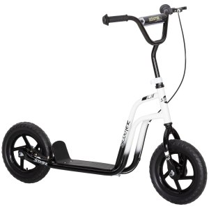 AIYAPLAY Kinderroller met verstelbaar stuur, grote wielen, parkeerstaand, handrem, voor kinderen van 5-12 jaar, Wit