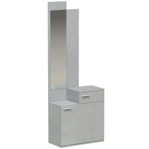 HOMCOM Recibidor de Entrada con Espejo Zapatero Abatible Cajón Mesa Pequeña 61x30x170 cm Gris
