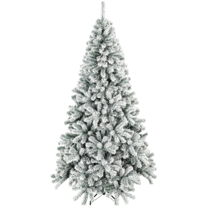 HOMCOM Árvore de Natal Nevada 180 cm com 650 Pontas em PVC Ignífugo Ramos Articulados Montagem Rápida Verde e Branco