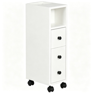 kleankin Porte-Papier Toilette 3 Niveaux avec Sortie Intégrée, Panneaux de Particules Aspect Blanc