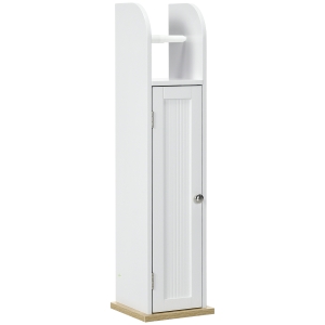 kleankin Armario de Baño con Soporte para el Papel Higiénico y Armario de 3 Compartimentos 20x20x80 cm Blanco