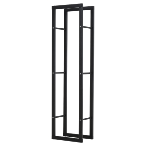 HOMCOM Kaminholzregal Metall 40 x 25 x 150 cm Brennholzregal Stapelhilfe Stahlrahmen bis 100kg Kaminholzunterstand Outdoor Holzregal Feuerholzregal für Garten Terrasse Außen Schwarz