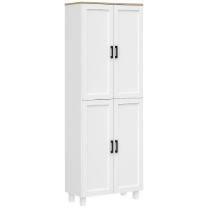 HOMCOM Alacena de Cocina Armario de Almacenaje Multifuncional con 4 Puertas y Estantes Ajustables 60x30x171 cm Blanco