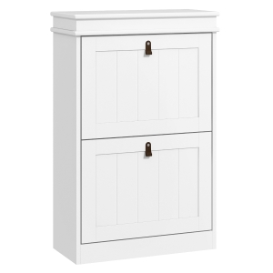 HOMCOM Móvel Sapateira Branco Sapateira Estreita com 2 Portas e Prateleira Ajustável para 10 Pares de Sapatos 54x24x82,5 cm Branco