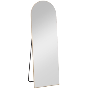 HOMCOM Passpiegel zonder frame, vrijstaand/wandmontage, metalen standaard, 50 x 150 cm, goud