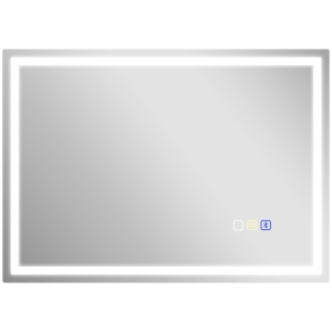HOMCOM Specchio Bagno Antiappannante con Luce LED Regolabile, Speaker Bluetooth, Pulsanti Touch, 50x70 cm
