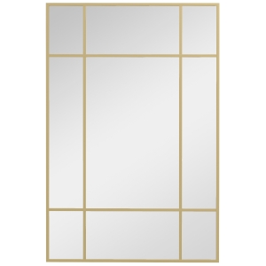 HOMCOM Espejo Rectangular de Pared Espejo de Ventana 90x60 cm con Marco de Metal Espejo Decorativo para Salón Dormitorio Dorado