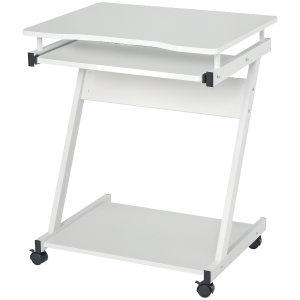HOMCOM Movable Computer Desk with 4 Moving Wheels and Keyboard Tray White