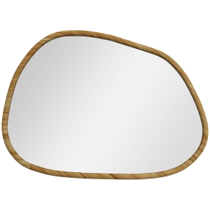 HOMCOM Espelho de Parede Decorativo 70x50 cm com Forma Irregular e Moldura de Madeira para Sala Entrada Horizontal ou Vertical Natural