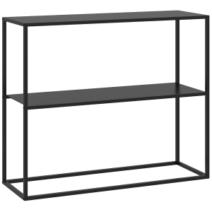 HOMCOM Mesa Consola Estilo Industrial Mesa de Entrada com Prateleira Estrutura de Aço e Desenho Anti-Tombo 90x30x75 cm Preto