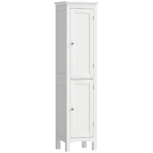 kleankin Tall Bathroom Storage Unit, Slim Bathroom Cabinet with Adjustable Shelves and Double Door, White