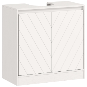 HOMCOM Móvel para Lavatório Pousar com 2 Portas e Prateleira Ajustável para Lavatórios com ou sem Pedestal 60x30x59,8 cm Branco