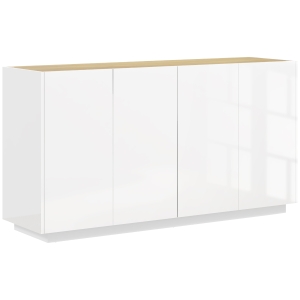 HOMCOM Buffet salle à manger buffet cuisine 4 portes à fermeture douce et étagères réglables 140l x 40P x 75H cm blanc laqué