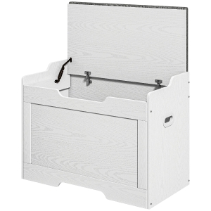 HOMCOM Panca Contenitore da 103L Multifunzione in Legno con Cuscino in Tessuto, 75x40x56cm, Bianco