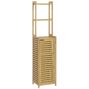 HOMCOM Badezimmerregal Badregal, 3 Regale, 1 Schrank, 38,5 cm x 33 cm x 170 cm, Natur