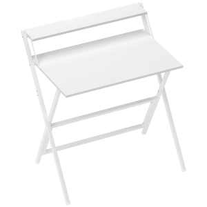 HOMCOM Scrivania Pieghevole con Ripiano per Monitor, 81.5x62x86.5 cm, Bianco