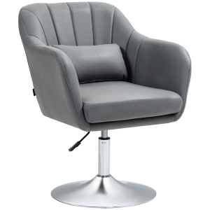 HOMCOM Sedia per Scrivania Girevole con Altezza Regolabile Cuscino Lombare, Tessuto Tecnico, Grigio