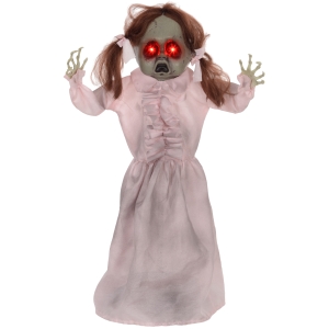 HOMCOM Horrorpuppe, Helloweendeko, aktiviert mit Geräusche/Berührung, rote Augen, Sound, 76 cm