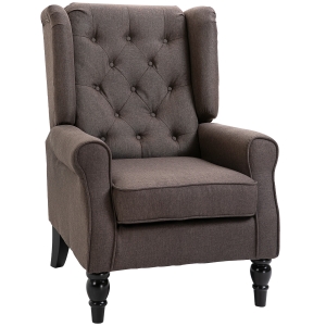 HOMCOM Poltrona de Sala de Estar Poltrona Moderna para Dormitório com Pés de Madeira Poltrona Individual 74x86x102 cm Marrom