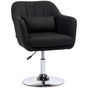 HOMCOM Drehstuhl, höhenverstellbarer Bürostuhl, leinenartiges Polyester, Metall, 60 x 60 x 79-91 cm, Schwarz