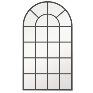 HOMCOM 110 x 65 cm Arched Decorative Wall Mirror for Bedroom Living Room, Modern Window Bathroom Mirror for Home Decor